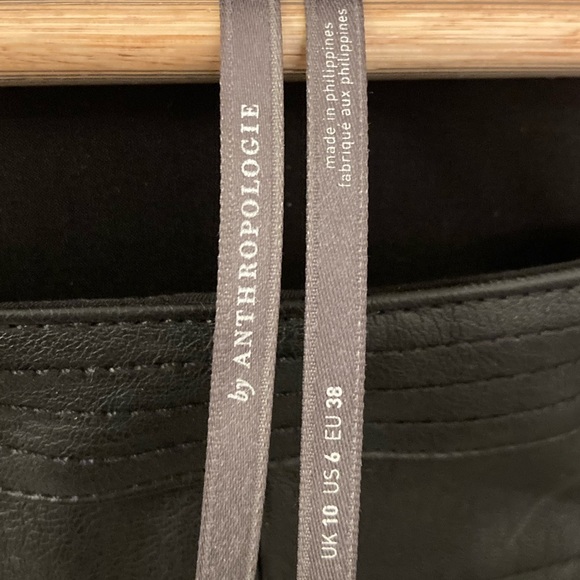 ANTHROPOLOGIE Faux Leather wrap mini dress Black/Noir SZ: 6 - Picture 7 of 13